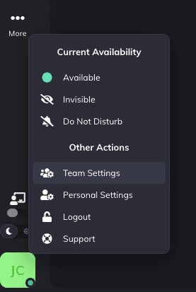 Team Settings Navigation