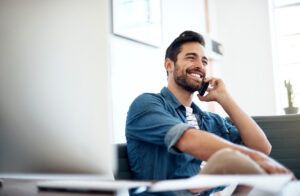 happy man on phone